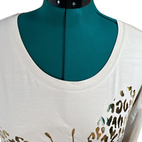Dots Gold Butterfly Beige Long Sleeve Crew Neck 95% Cotton Plus Size 2X Beige - Picture 4 of 15